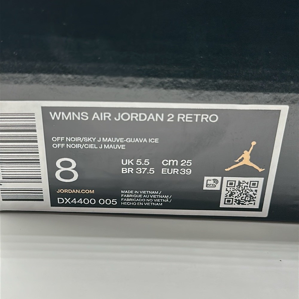 Women’s Nike Air Jordan 2 Retro Off Noir Sky K Mauve DX4400 005 Size 8 - Picture 13 of 14